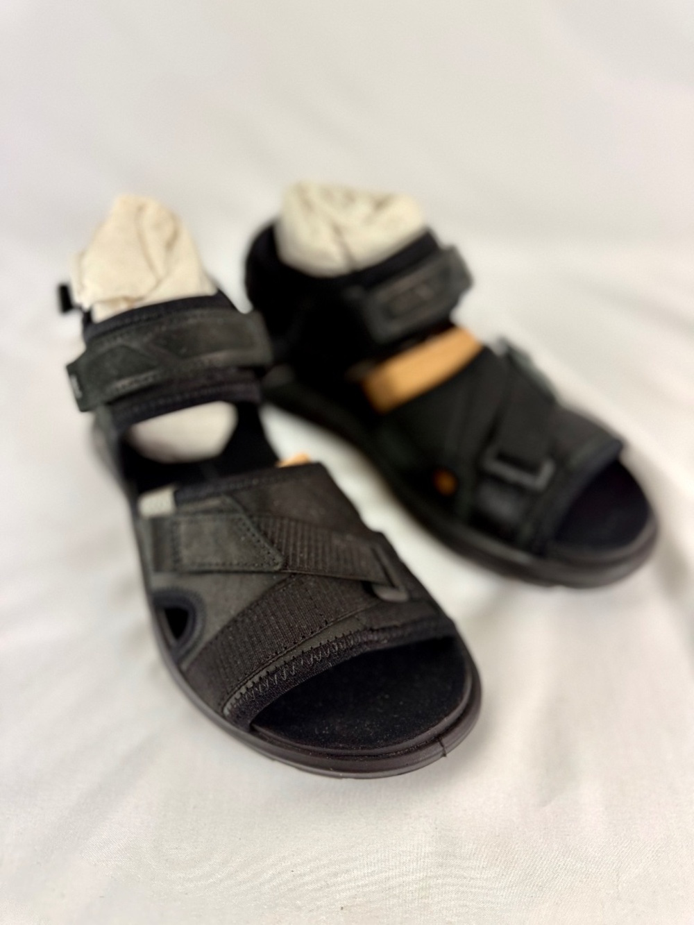 New ECCO Exowrap Black Sandals 6.6-7 Womens 37 Phorene Hook and Loop Adjustable